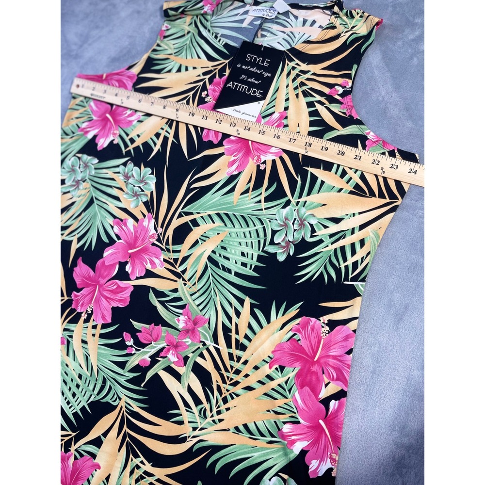 Attitudes by Renee Dress Set Women 2XP‎ Black Floral New Cold Shoulder Tropical - Picture 7 of 11